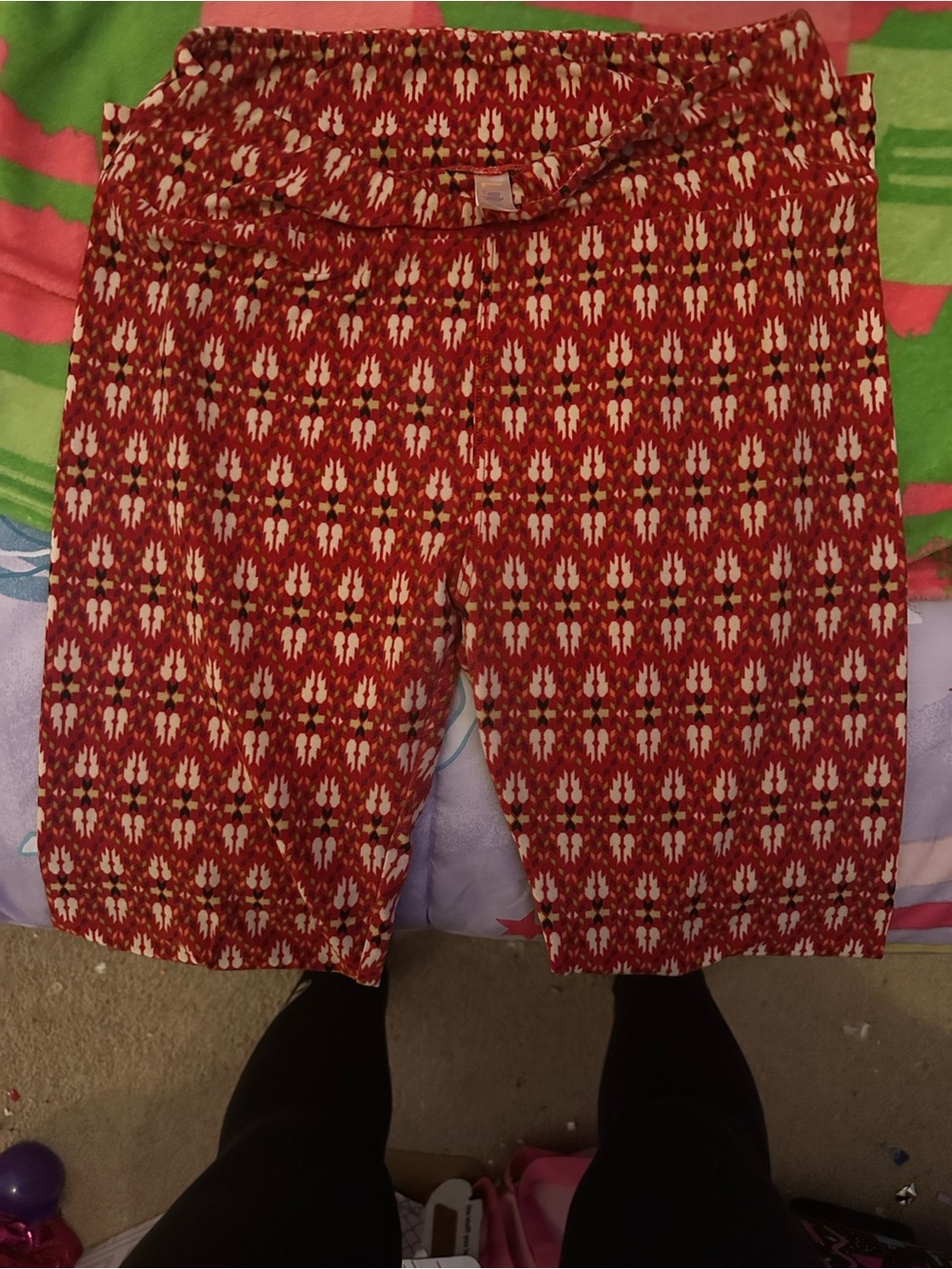 LuLaRoe Red Printed Women’s Bermuda Shorts